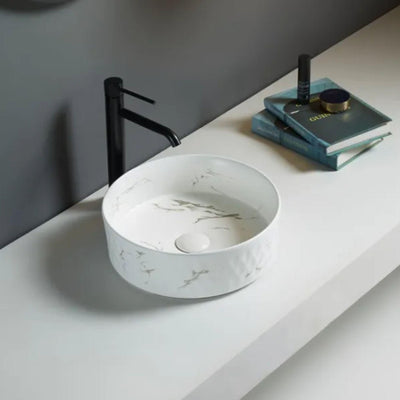 LUKKA OLLIA ABOVE COUNTER BASIN MATTE MARBLE WHITE 345MM