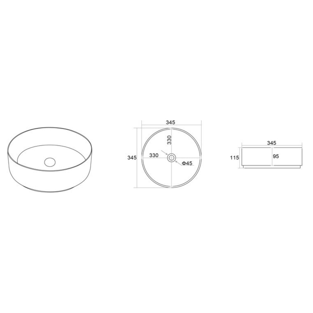 LUKKA OLLIA ABOVE COUNTER BASIN GLOSS WHITE LINE ART 345MM