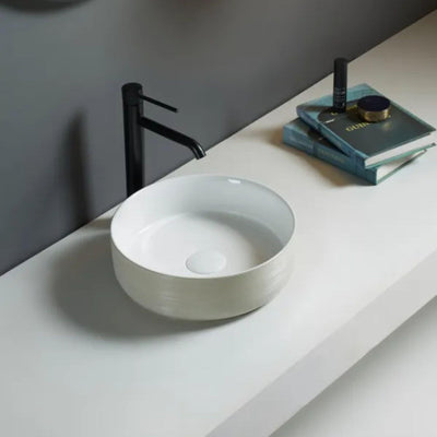 LUKKA OLLIA ABOVE COUNTER BASIN GLOSS WHITE LINE ART 345MM