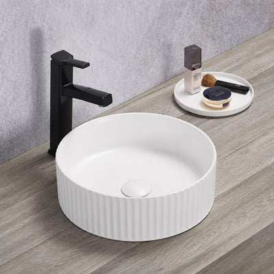 LUKKA OLLEY FLUTED ABOVE COUNTER BASIN MATTE WHITE 360MM