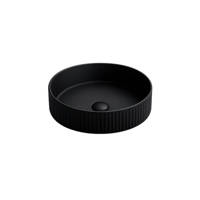 LUKKA OLLEY FLUTED CERAMIC ABOVE COUNTER BASIN MATTE BLACK 400MM