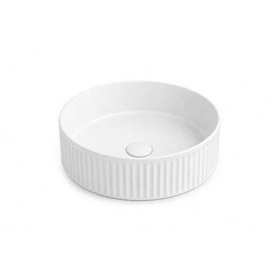 LUKKA OLLEY FLUTED CERAMIC ABOVE COUNTER BASIN MATTE WHITE 400MM