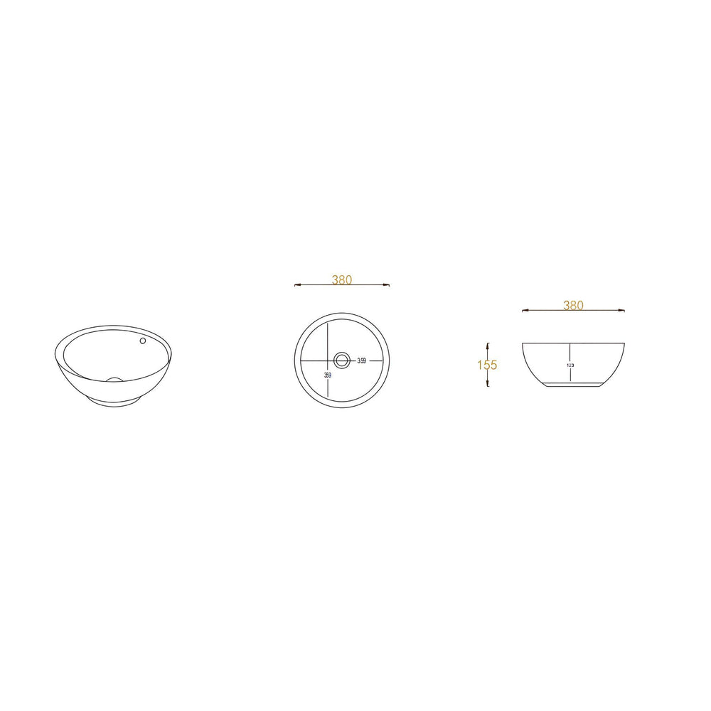 LUKKA ORBI ABOVE COUNTER BASIN GLOSS WHITE 380MM
