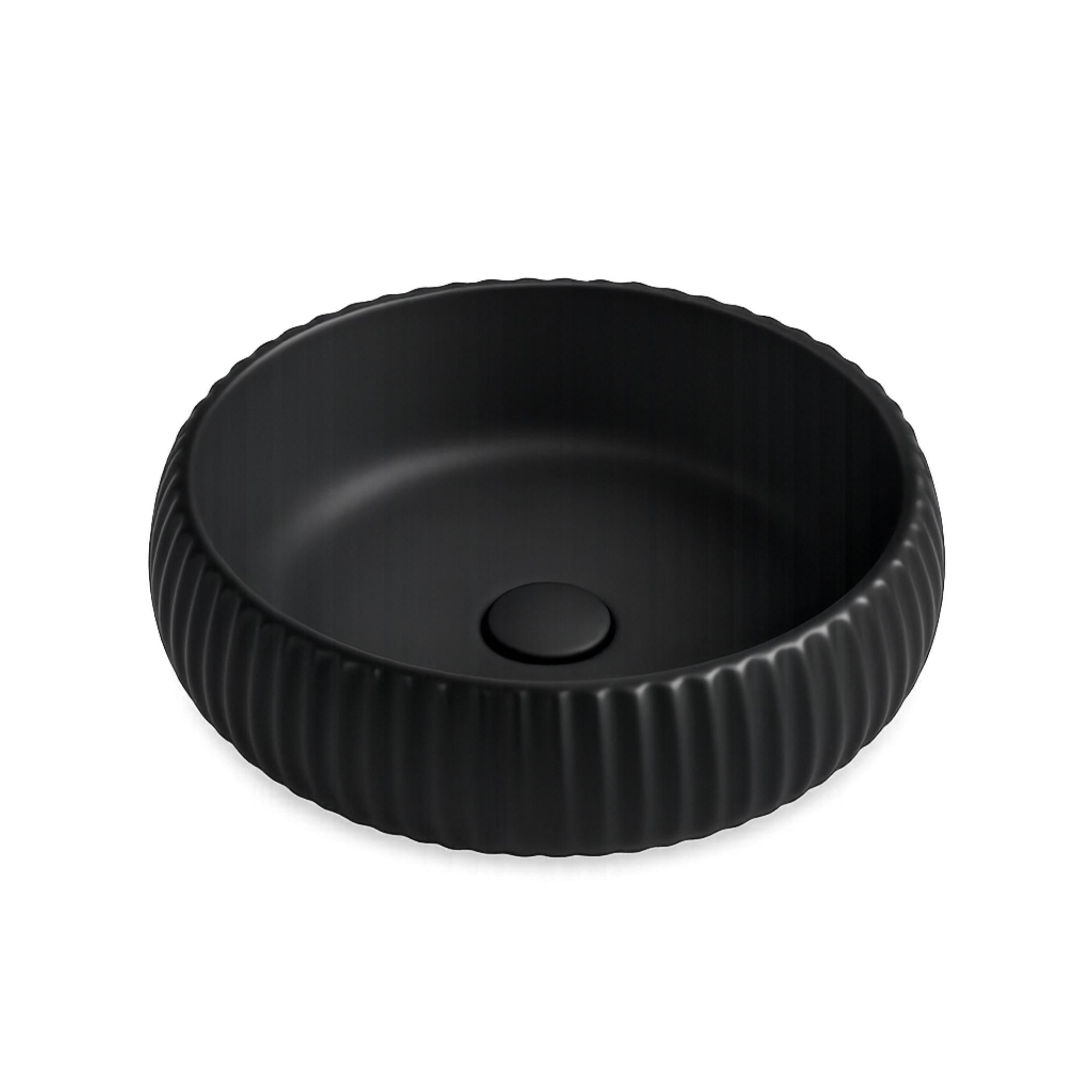 LUKKA ORAN FLUTED ABOVE COUNTER BASIN MATTE BLACK 410MM