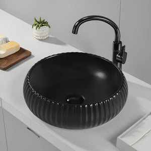 LUKKA ORAN FLUTED ABOVE COUNTER BASIN MATTE BLACK 410MM