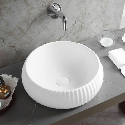 LUKKA ORAN FLUTED ABOVE COUNTER BASIN MATTE WHITE 410MM