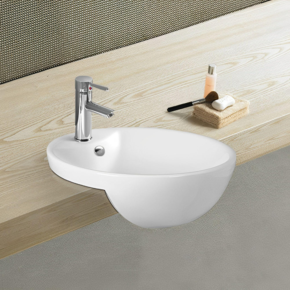 LUKKA ORBI SEMI RECESSED BASIN GLOSS WHITE 430MM