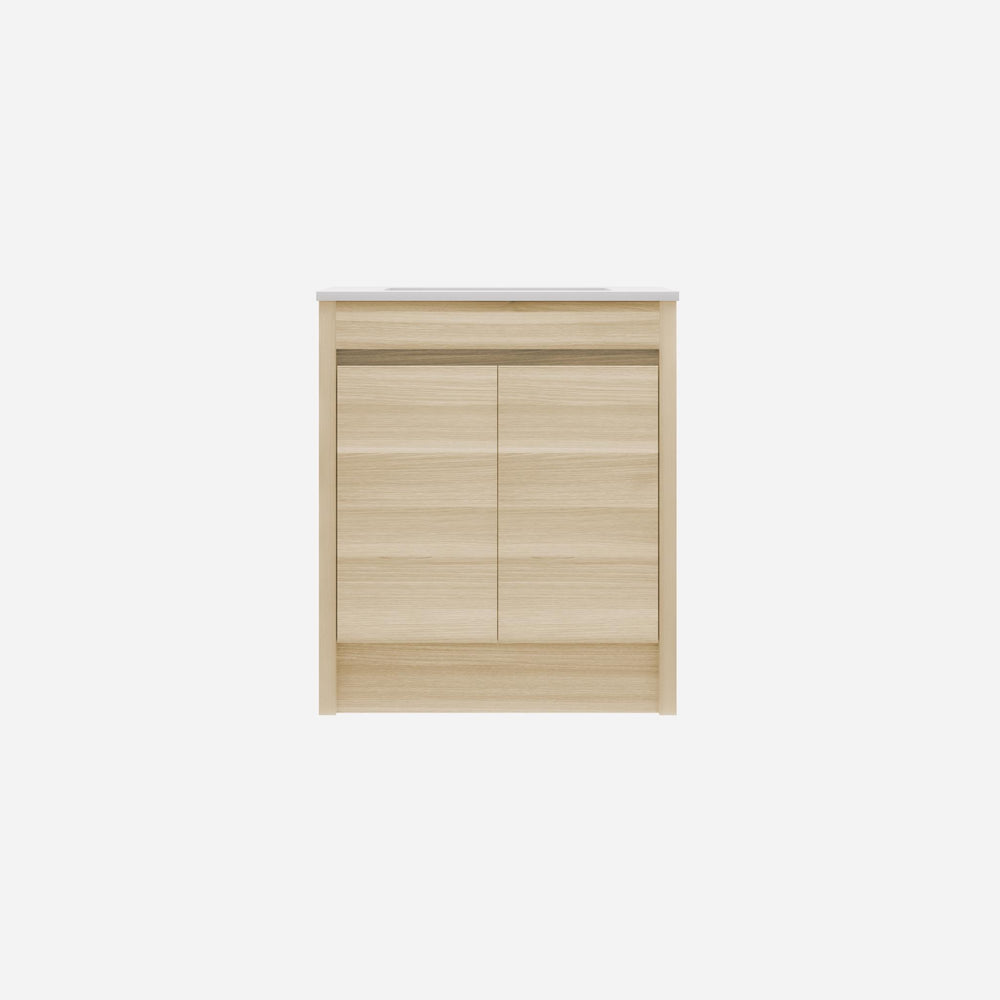 LUKKA PAKO NATURAL OAK FLAT PACK 750MM SINGLE BOWL FLOOR STANDING VANITY