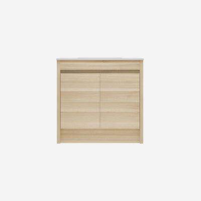 LUKKA PAKO NATURAL OAK FLAT PACK 900MM SINGLE BOWL FLOOR STANDING VANITY