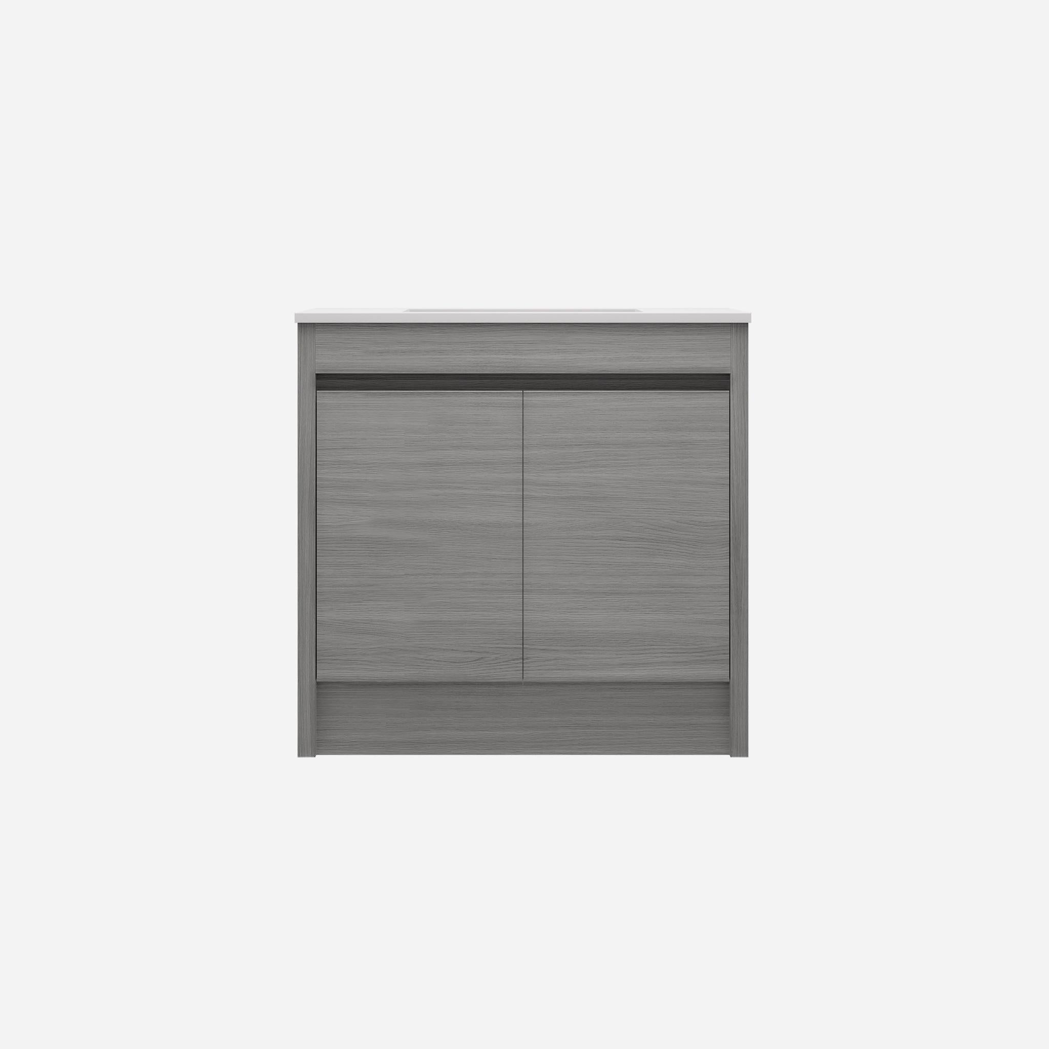LUKKA PAKO GREY OAK FLAT PACK 900MM SINGLE BOWL FLOOR STANDING VANITY