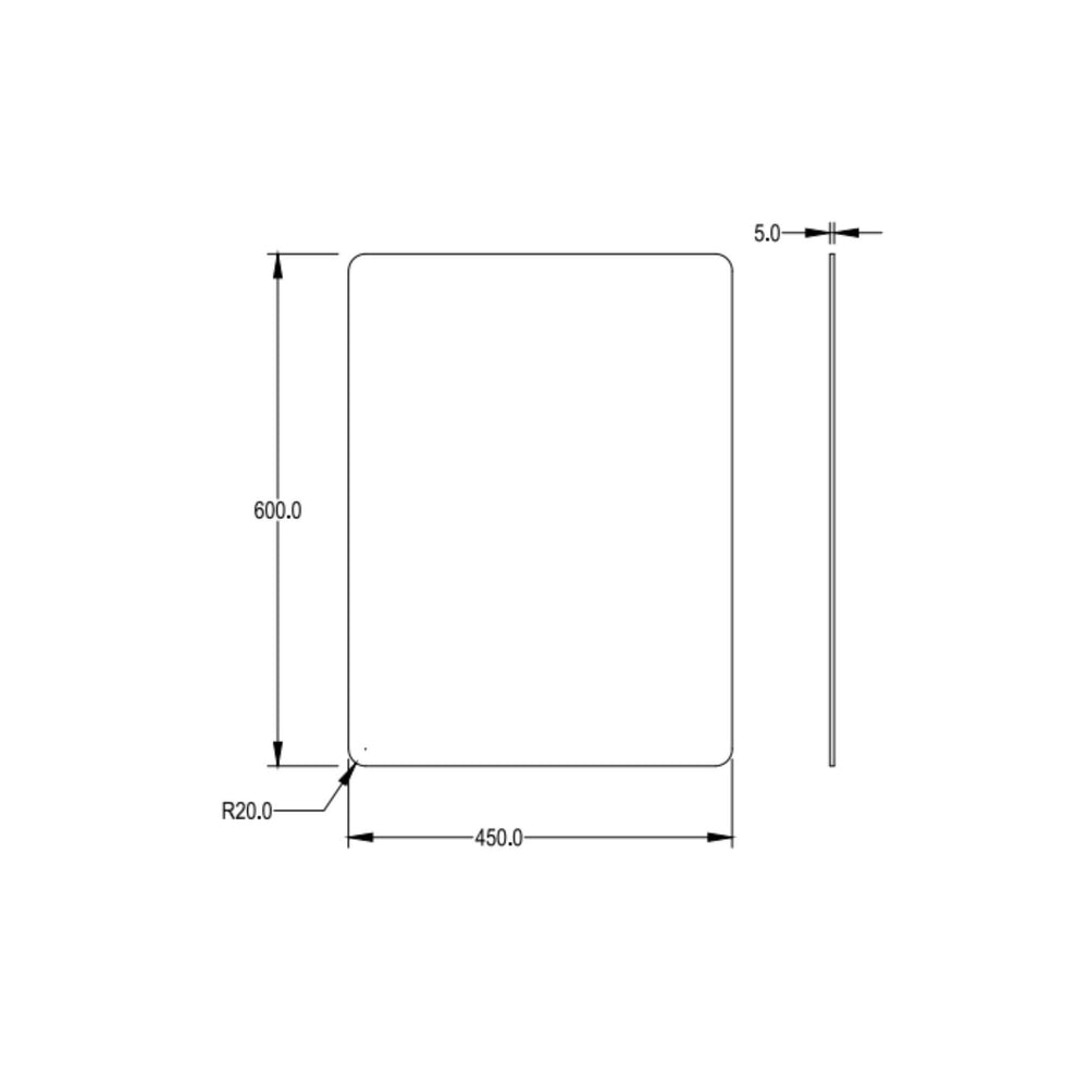 LUKKA RECTTA RECTANGULAR FRAMELESS PENCIL EDGE PLAIN MIRROR 450X600MM