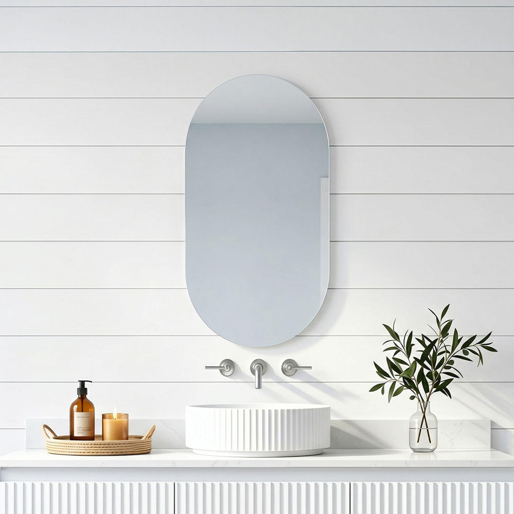 LUKKA ELLIPS OVAL FRAMELESS PENCIL EDGE PLAIN MIRROR 450X900MM