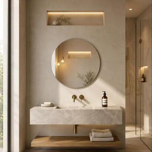 LUKKA ORBIS ROUND FRAMELESS PENCIL EDGE PLAIN MIRROR 500X500MM