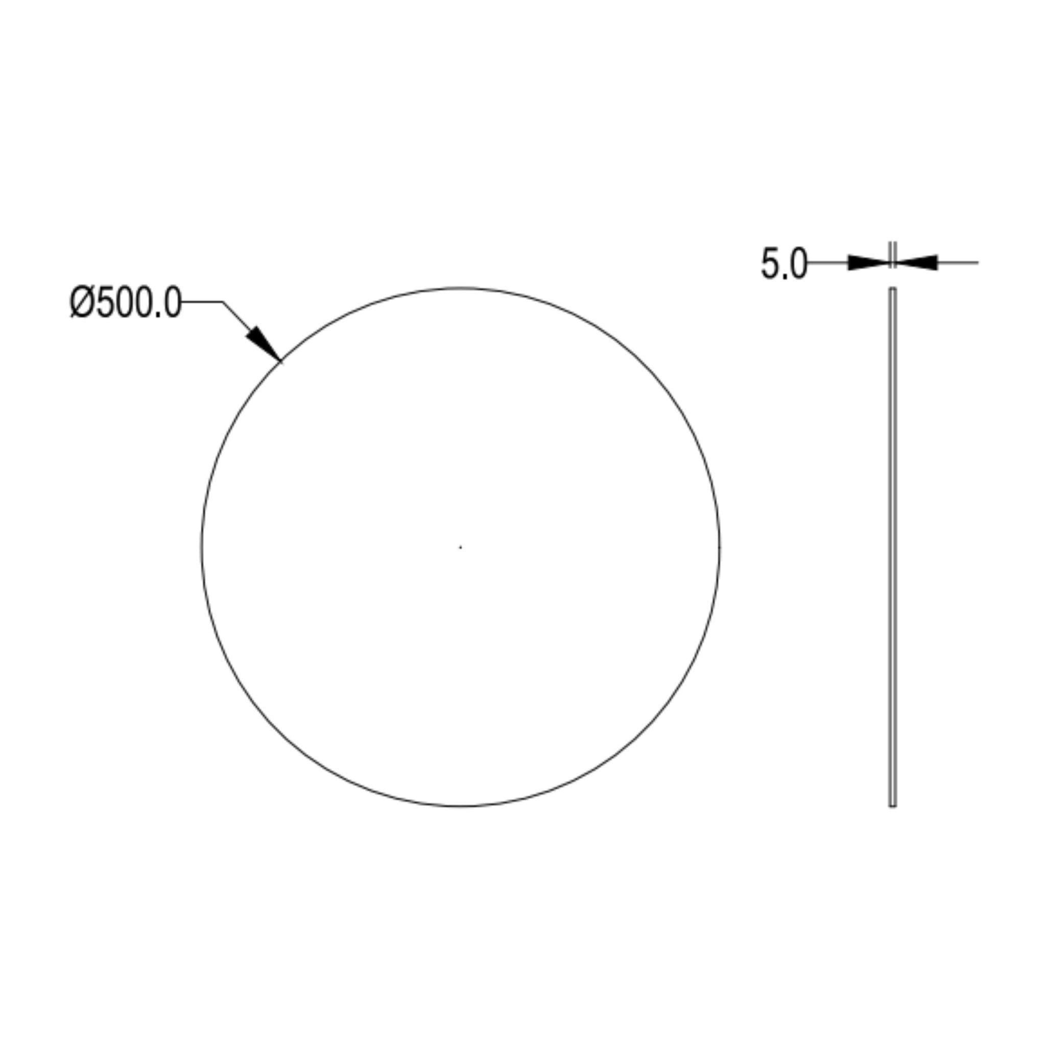 LUKKA ORBIS ROUND FRAMELESS PENCIL EDGE PLAIN MIRROR 500X500MM