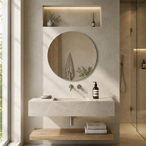 LUKKA ORBIS ROUND FRAMELESS PENCIL EDGE PLAIN MIRROR 600X600MM