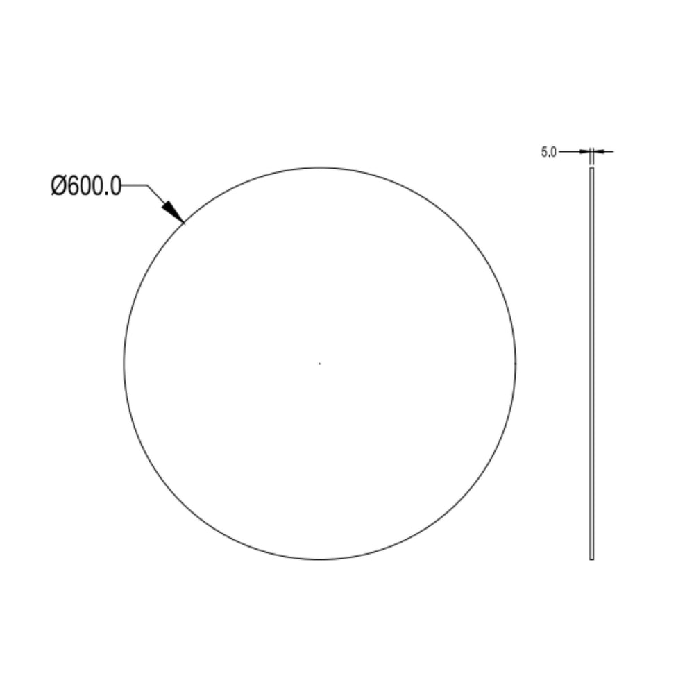 LUKKA ORBIS ROUND FRAMELESS PENCIL EDGE PLAIN MIRROR 600X600MM