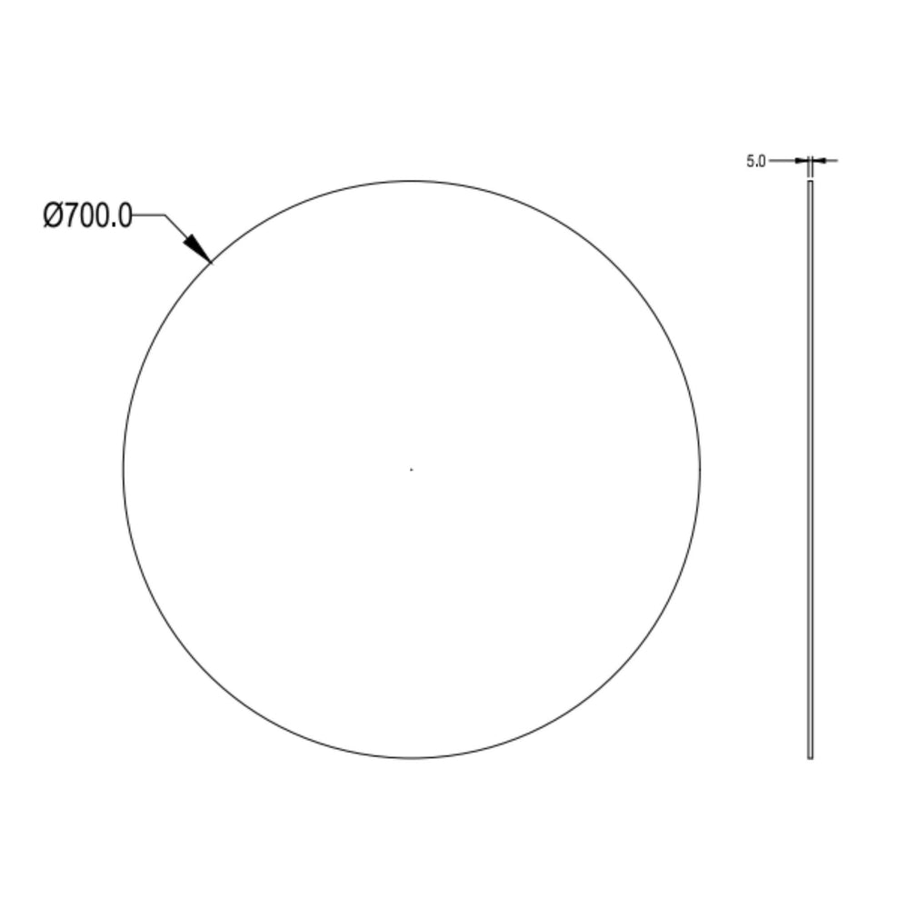 LUKKA ORBIS ROUND FRAMELESS PENCIL EDGE PLAIN MIRROR 700X700MM