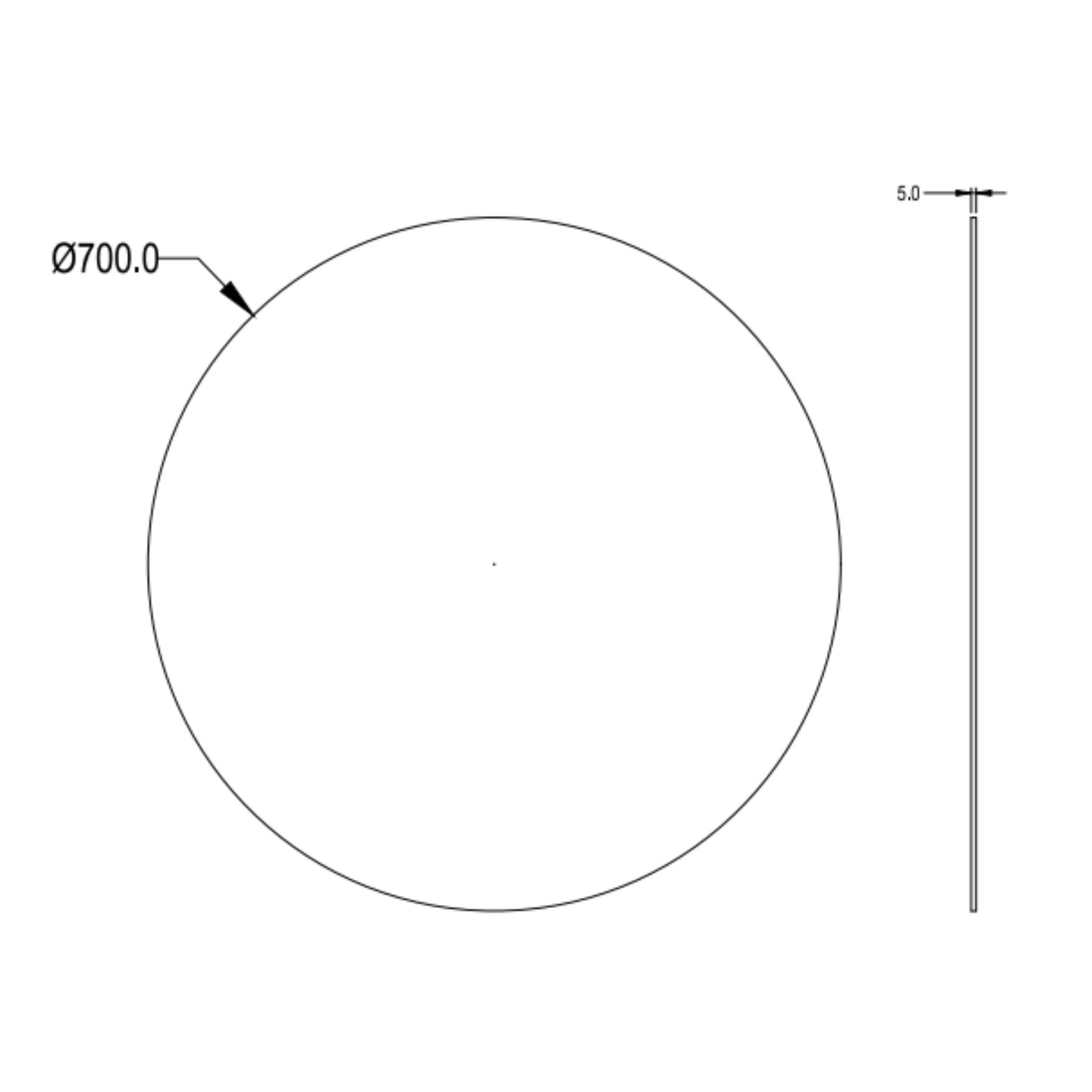 LUKKA ORBIS ROUND FRAMELESS PENCIL EDGE PLAIN MIRROR 700X700MM
