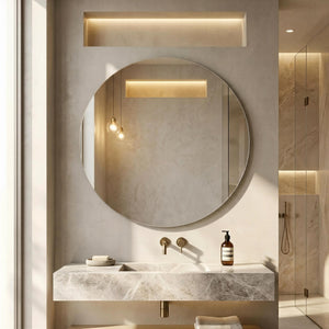 LUKKA ORBIS ROUND FRAMELESS PENCIL EDGE PLAIN MIRROR 900X900MM