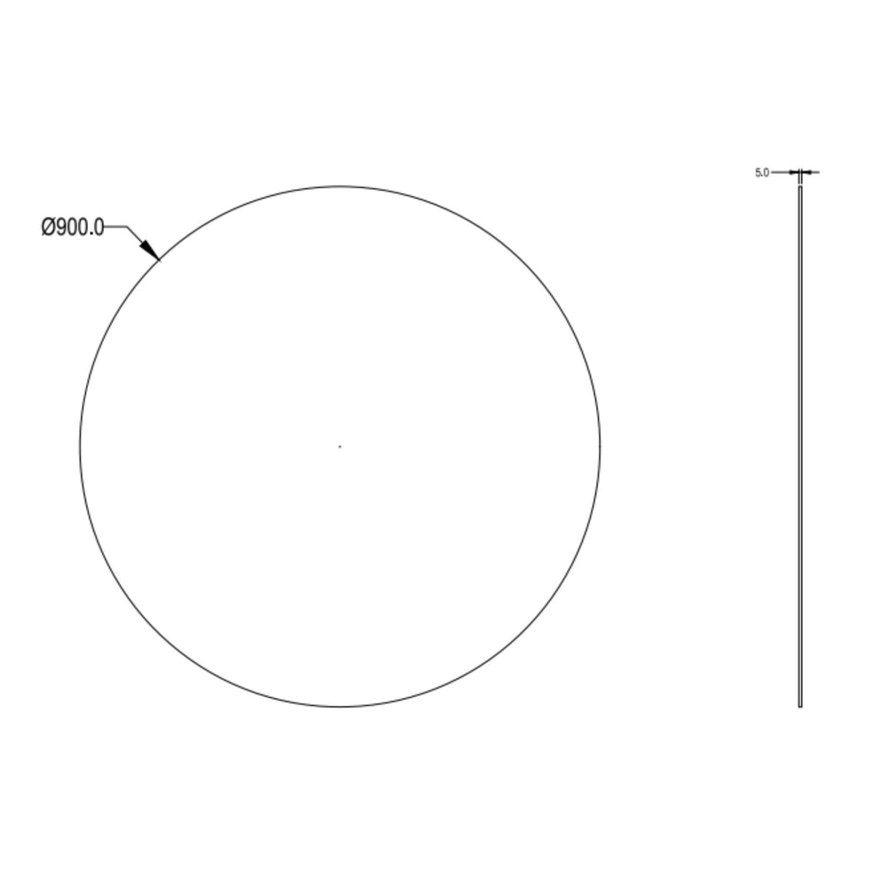 LUKKA ORBIS ROUND FRAMELESS PENCIL EDGE PLAIN MIRROR 900X900MM
