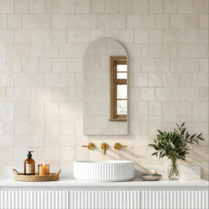 LUKKA ARCO ARCHED FRAMELESS PENCIL EDGE PLAIN MIRROR 450X900MM