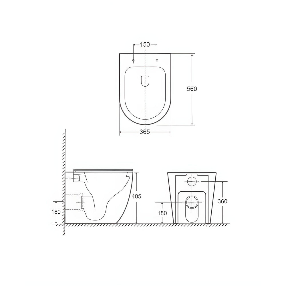 LUKKA PROCIDA RIMLESS WALL FACED FLOOR PAN GLOSS WHITE