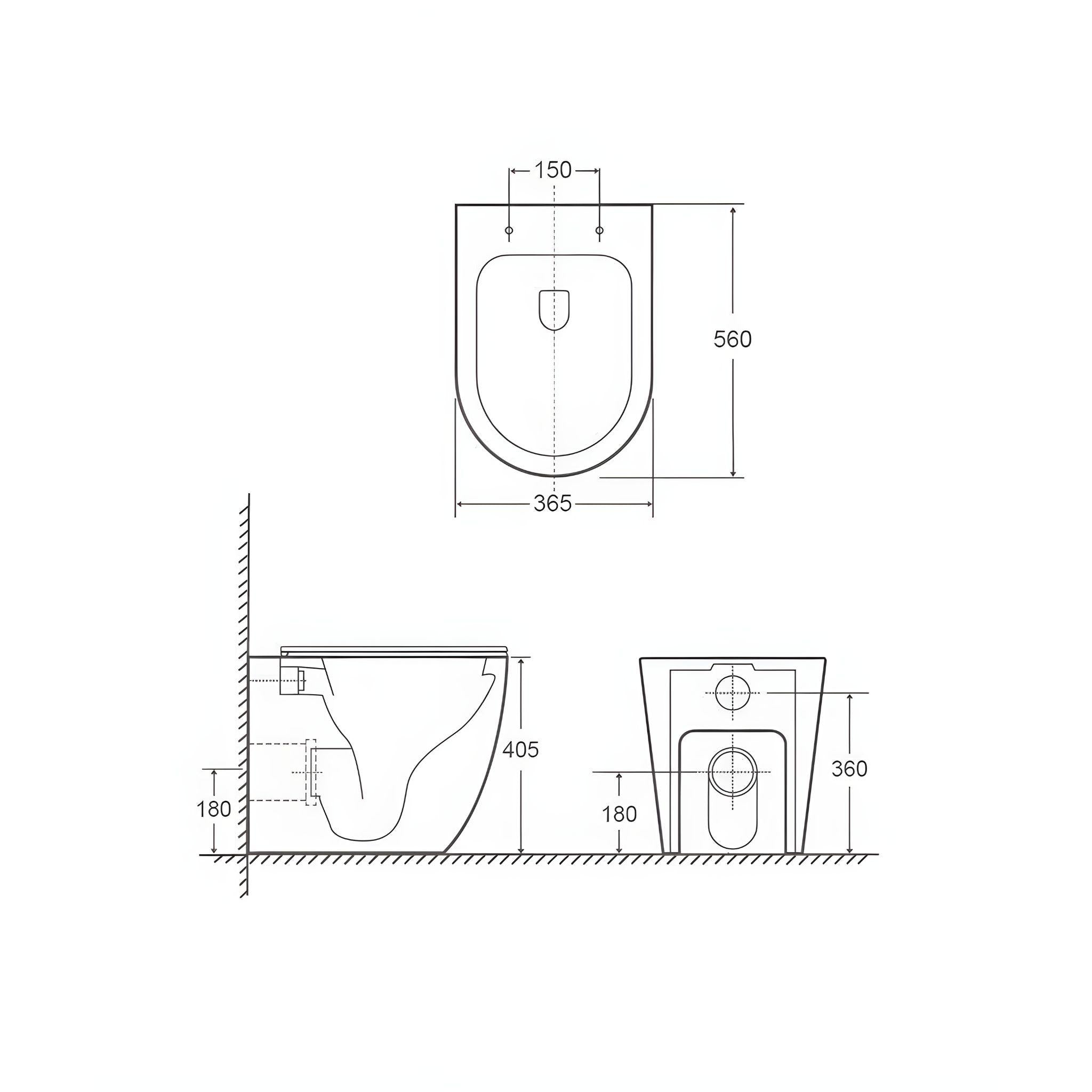 LUKKA PROCIDA RIMLESS WALL FACED FLOOR PAN GLOSS WHITE
