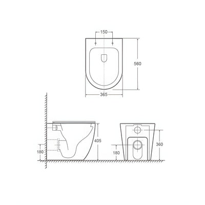 LUKKA PROCIDA RIMLESS WALL FACED FLOOR PAN GLOSS WHITE