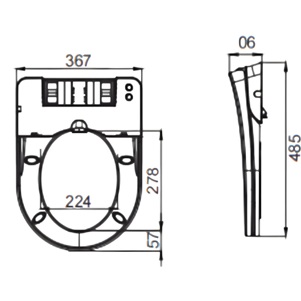 LUKKA PROCIDA NON-ELECTRONIC BIDET SEAT WITH SIDE CONTROL D-SHAPED WHITE (AVAILABLE IN LEFT AND RIGHT HAND WATER INLET)