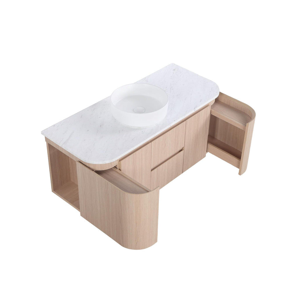 LUKKA RAVELLO SANDY OAK WOODMATT 1200MM SINGLE BOWL WALL HUNG VANITY