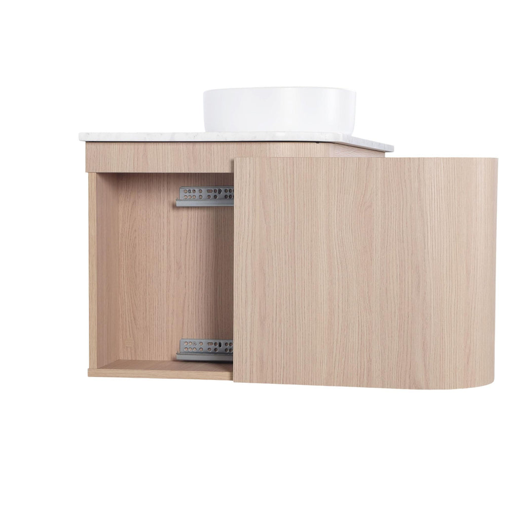 LUKKA RAVELLO SANDY OAK WOODMATT 1200MM SINGLE BOWL WALL HUNG VANITY