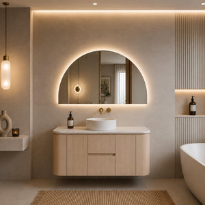 LUKKA RAVELLO SANDY OAK WOODMATT 1200MM SINGLE BOWL WALL HUNG VANITY