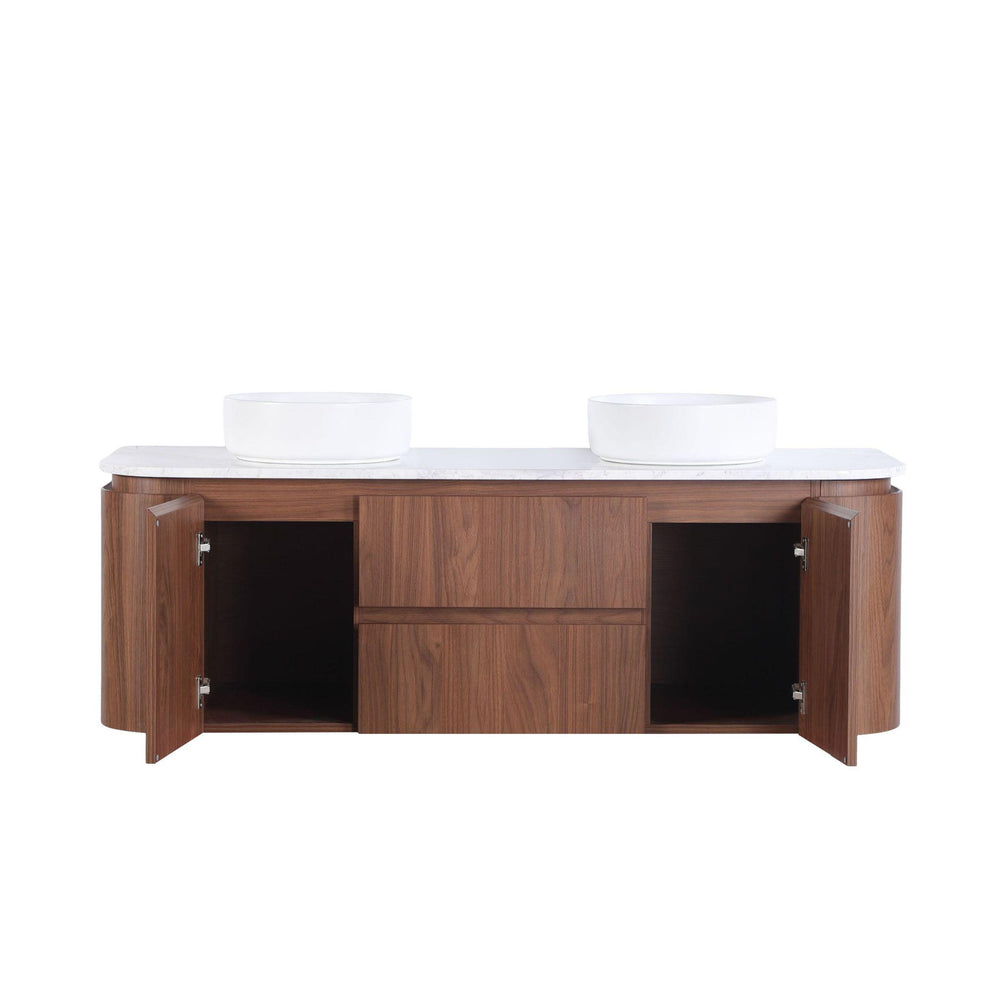 LUKKA RAVELLO MOCHA OAK WOODMATT 1500MM DOUBLE BOWL WALL HUNG VANITY