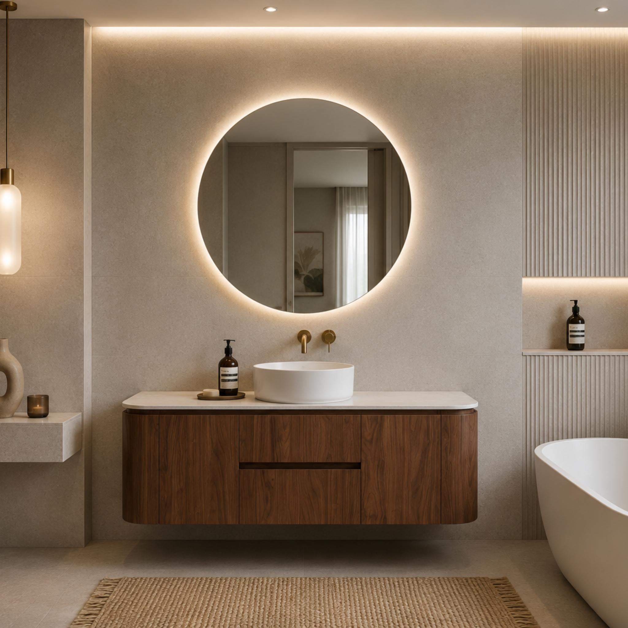 LUKKA RAVELLO MOCHA OAK WOODMATT 1500MM SINGLE BOWL WALL HUNG VANITY