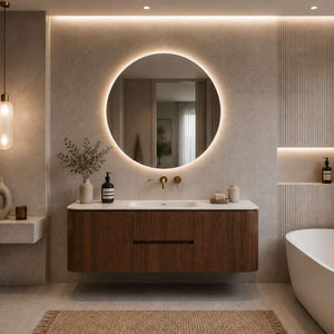 LUKKA RAVELLO MOCHA OAK WOODMATT 1500MM SINGLE BOWL WALL HUNG VANITY