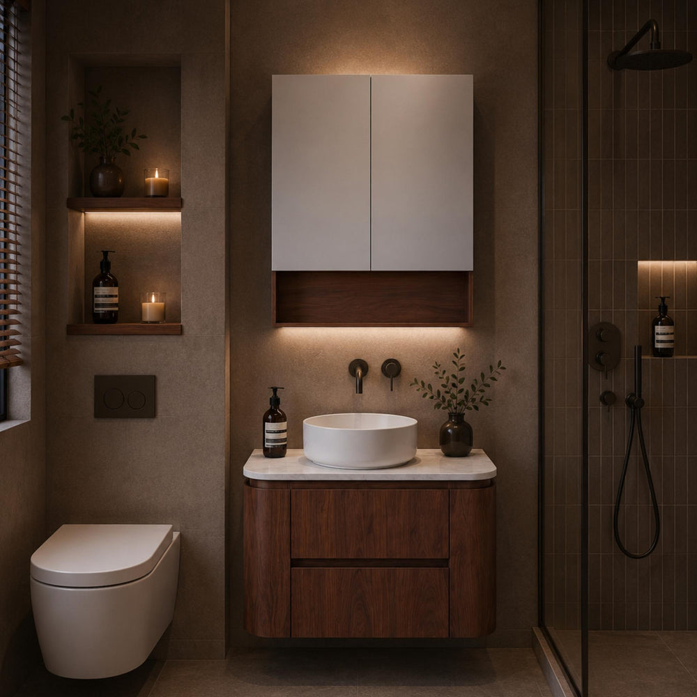 LUKKA RAVELLO MOCHA OAK WOODMATT 750MM WALL HUNG VANITY