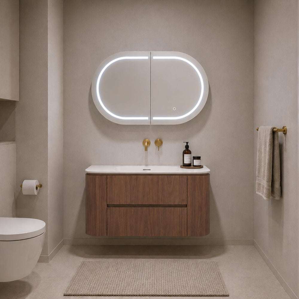 LUKKA RAVELLO MOCHA OAK WOODMATT 900MM WALL HUNG VANITY
