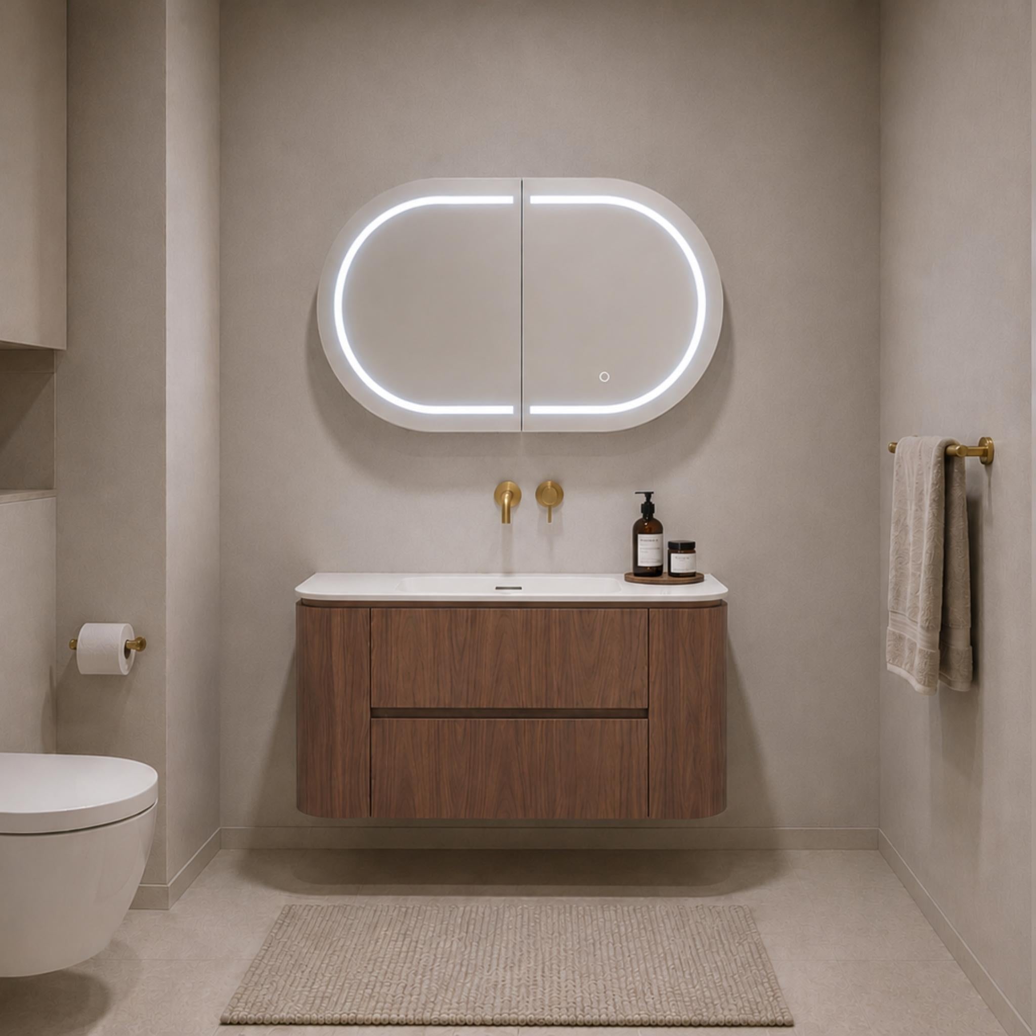 LUKKA RAVELLO MOCHA OAK WOODMATT 900MM WALL HUNG VANITY
