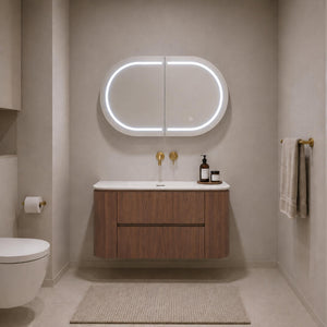 LUKKA RAVELLO MOCHA OAK WOODMATT 900MM WALL HUNG VANITY