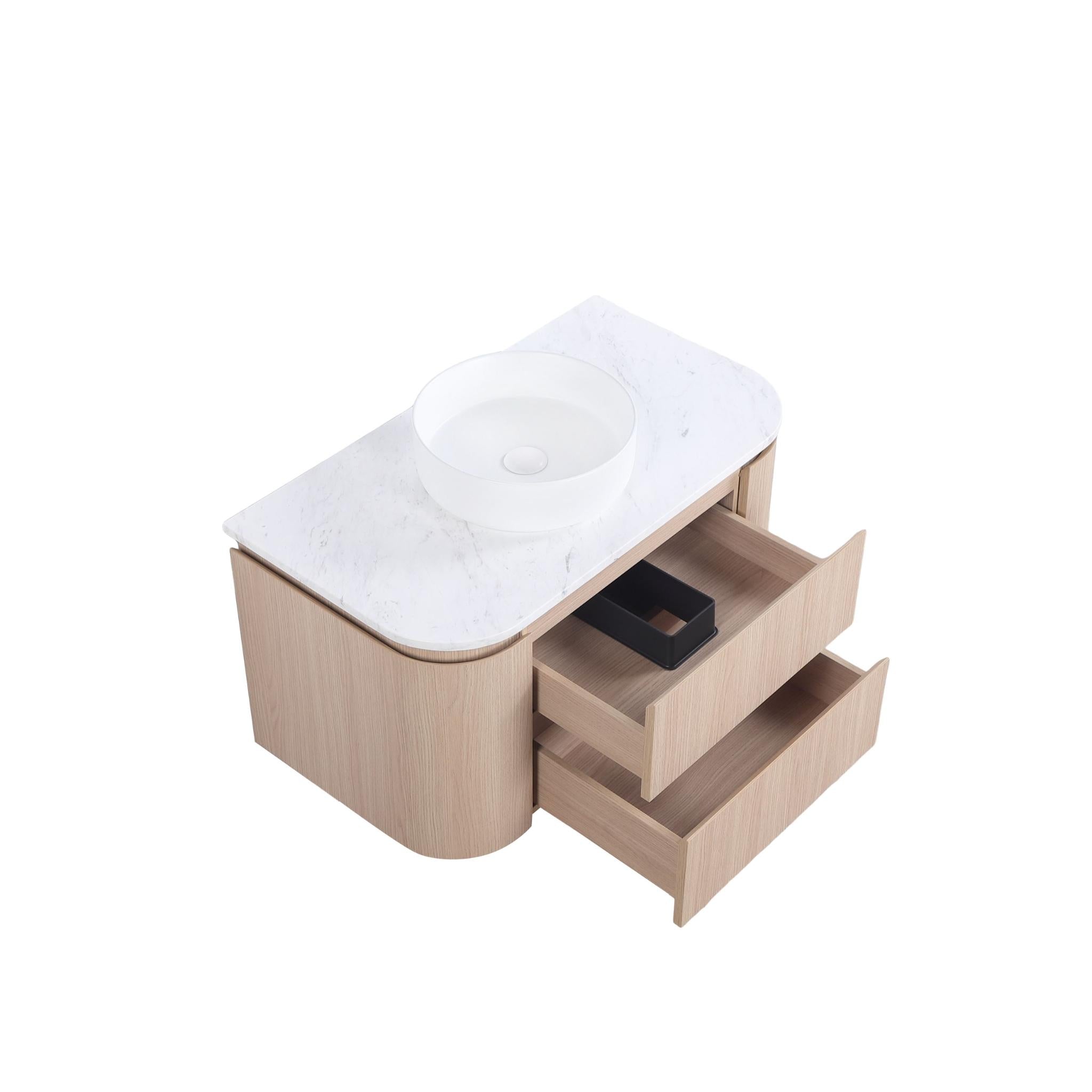 LUKKA RAVELLO SANDY OAK WOODMATT 900MM WALL HUNG VANITY