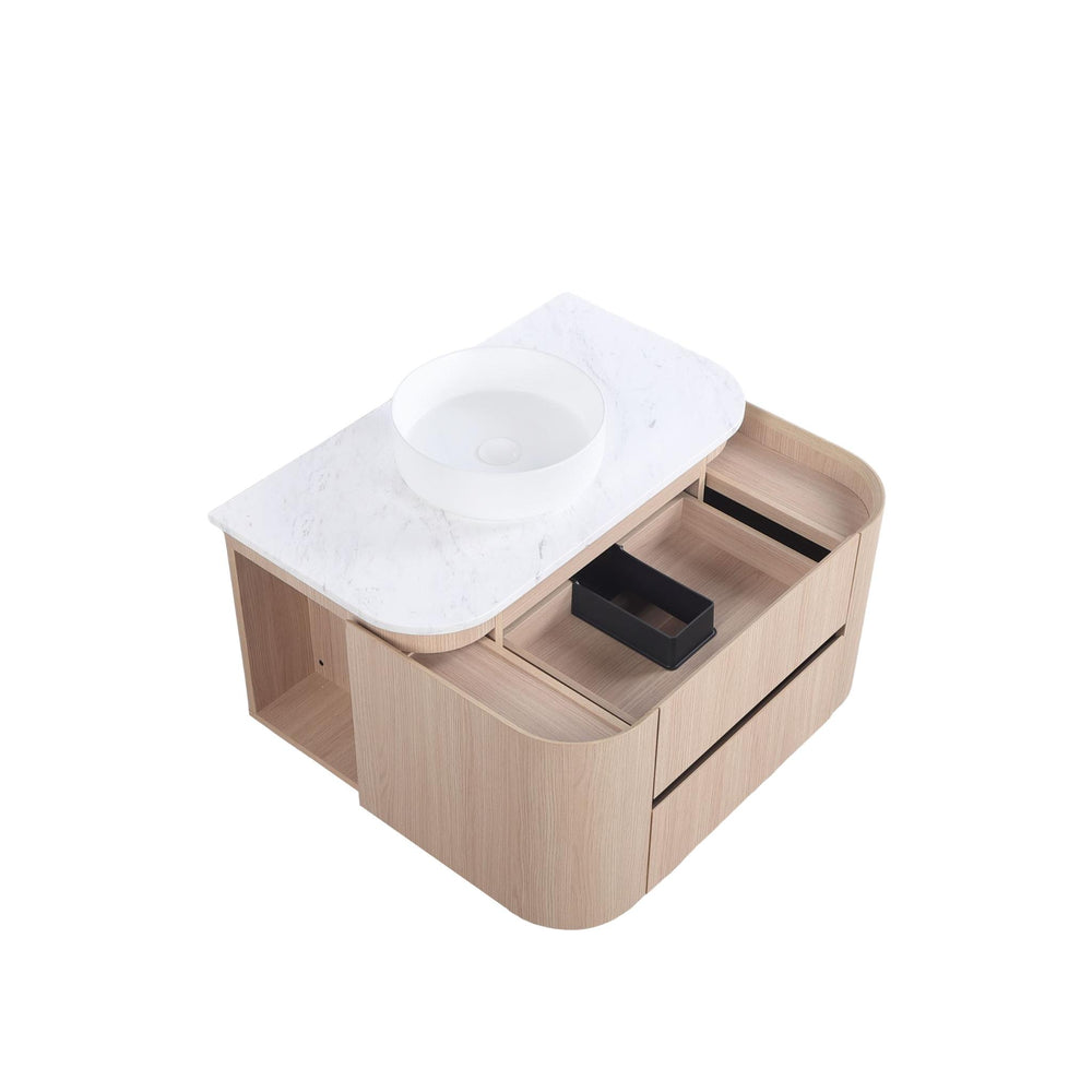 LUKKA RAVELLO SANDY OAK WOODMATT 900MM WALL HUNG VANITY
