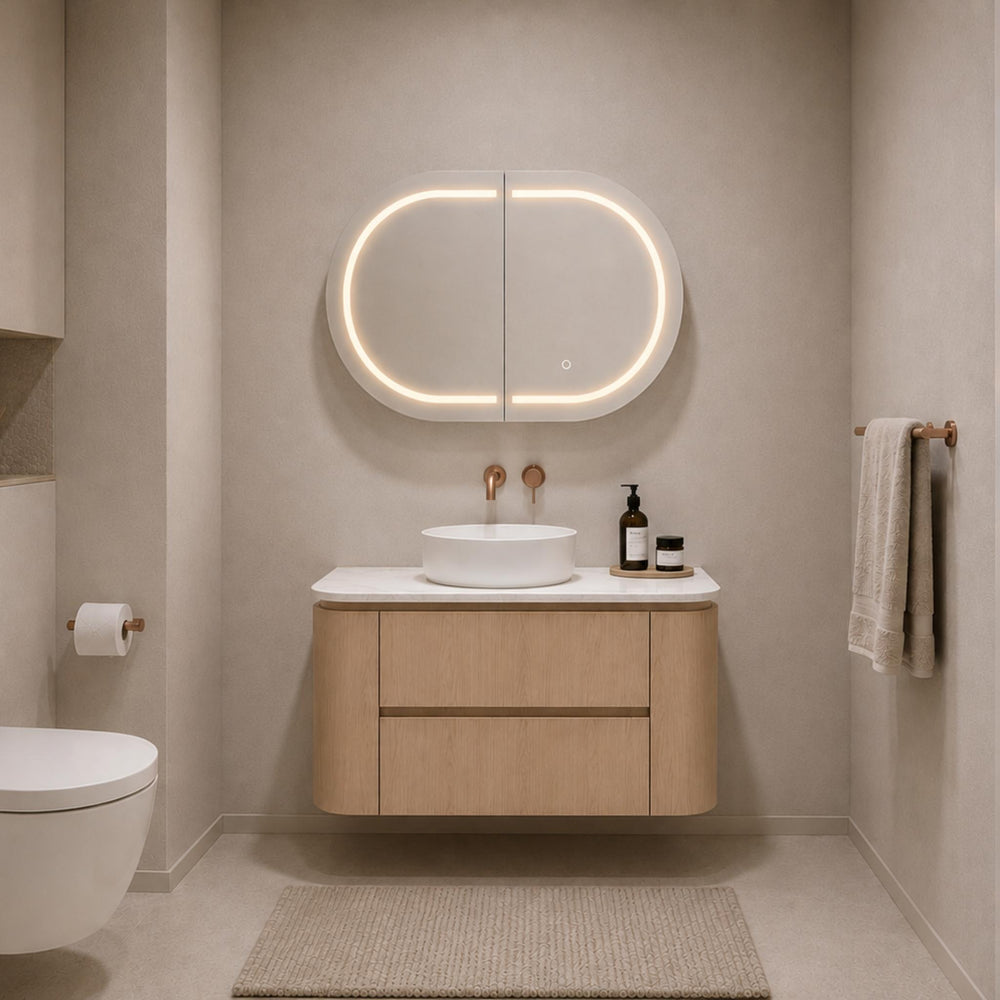 LUKKA RAVELLO SANDY OAK WOODMATT 900MM WALL HUNG VANITY