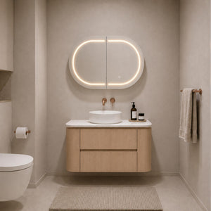 LUKKA RAVELLO SANDY OAK WOODMATT 900MM WALL HUNG VANITY