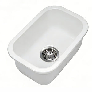 LUKKA ELBA INSET AND UNDERMOUNT FINE FIRECLAY SINK GLOSS WHITE 330MM
