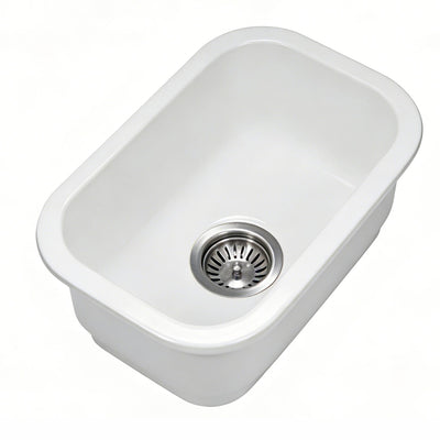 LUKKA ELBA INSET AND UNDERMOUNT FINE FIRECLAY SINK GLOSS WHITE 330MM