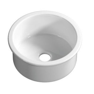 LUKKA ELBA ROUND INSET AND UNDERMOUNT FINE FIRECLAY SINK GLOSS WHITE 460MM