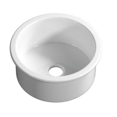 LUKKA ELBA ROUND INSET AND UNDERMOUNT FINE FIRECLAY SINK GLOSS WHITE 460MM