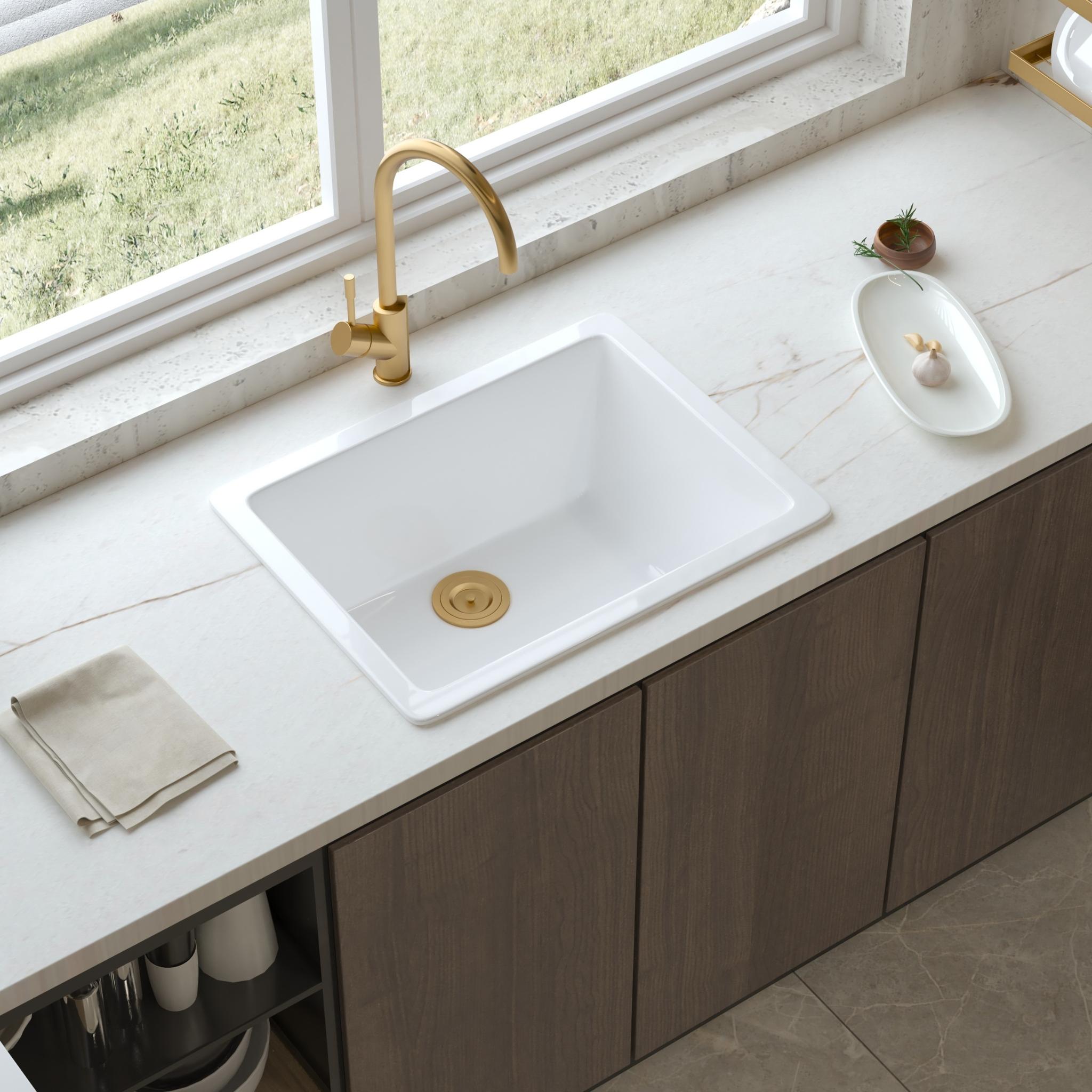 LUKKA PROCIDA INSET AND UNDERMOUNT FINE FIRECLAY SINK GLOSS WHITE 618MM