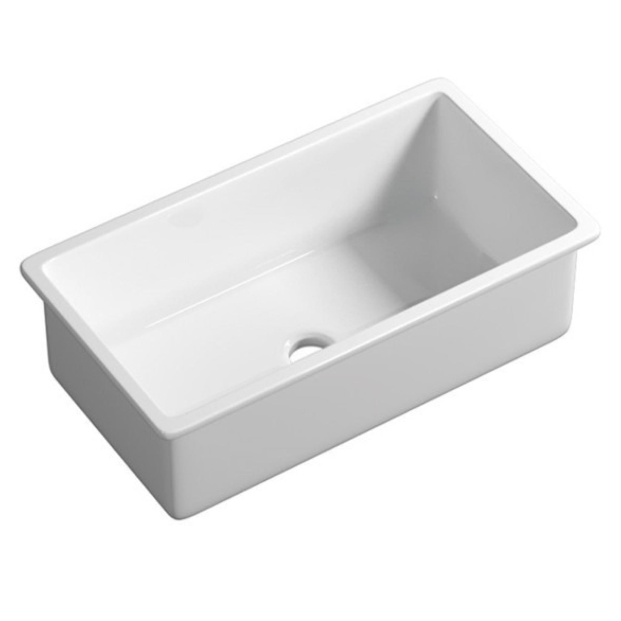 LUKKA PROCIDA INSET AND UNDERMOUNT FIRECLAY SINGLE BOWL SINK GLOSS WHITE 813MM