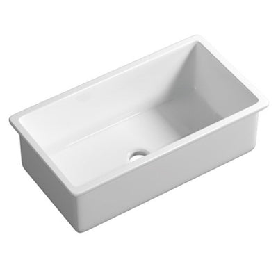 LUKKA PROCIDA INSET AND UNDERMOUNT FIRECLAY SINGLE BOWL SINK GLOSS WHITE 813MM